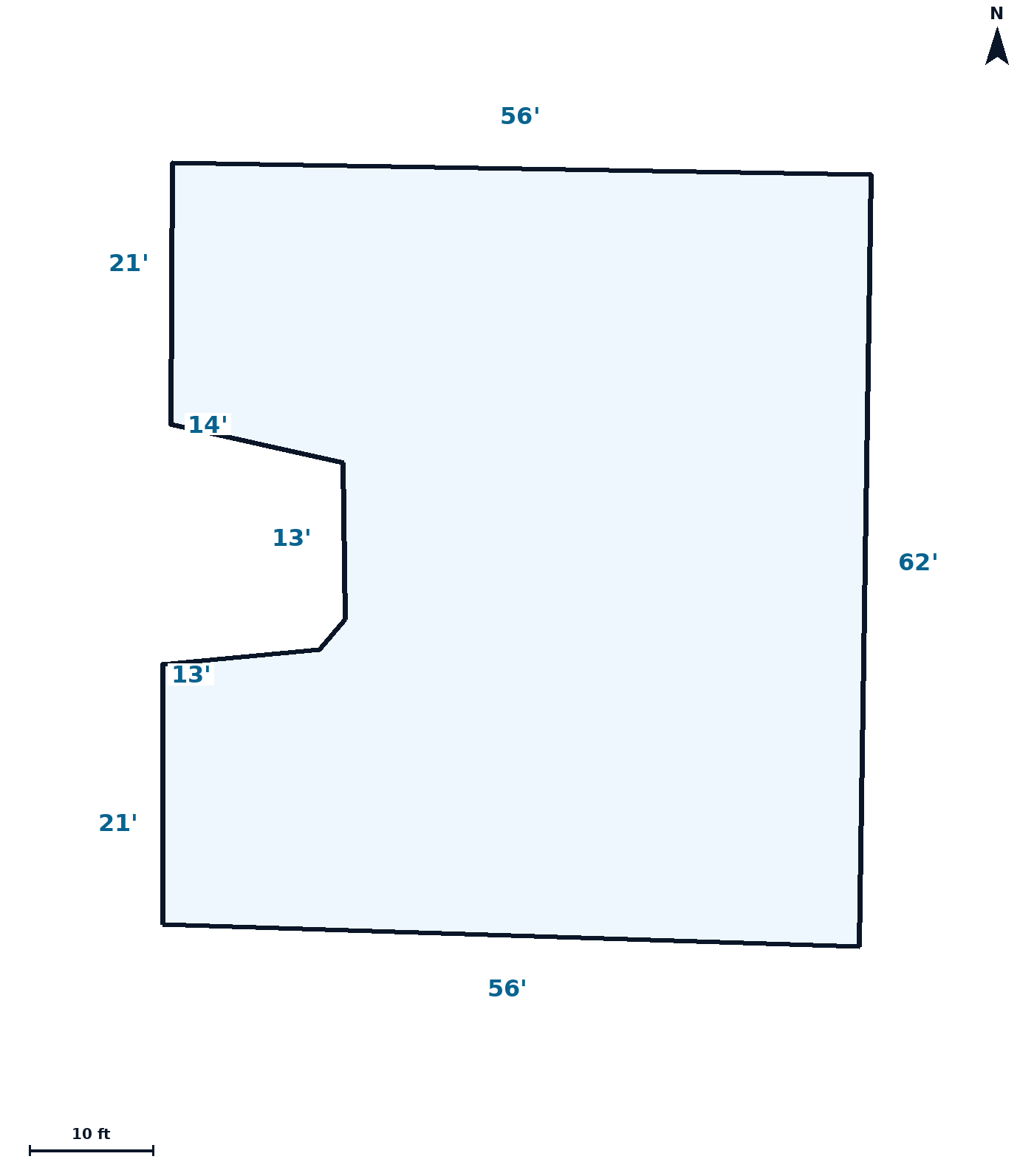 Roof outline sketch with the length of each edge